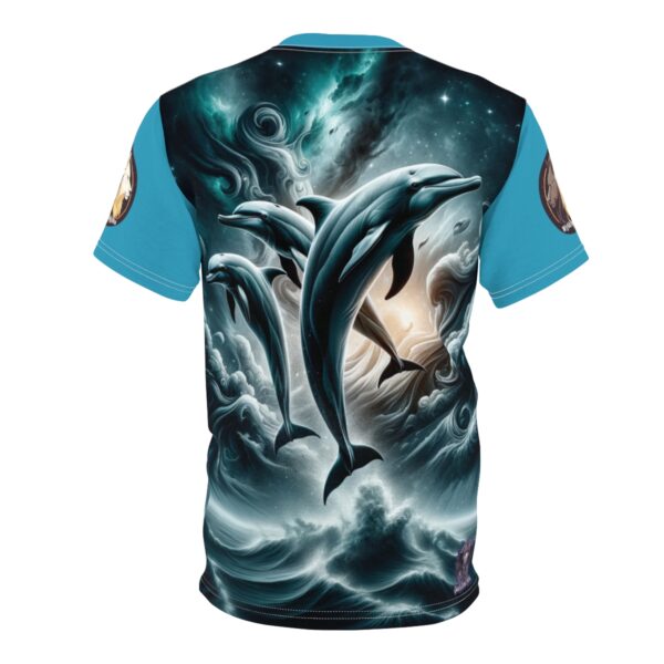 Dolphins Jumping WD-D007 By Wyldesigns Unisex Cut & Sew Tee (AOP) - Image 9